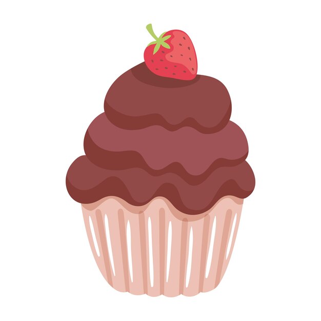 pastel de chocolate con icono de frutas diseño aislado