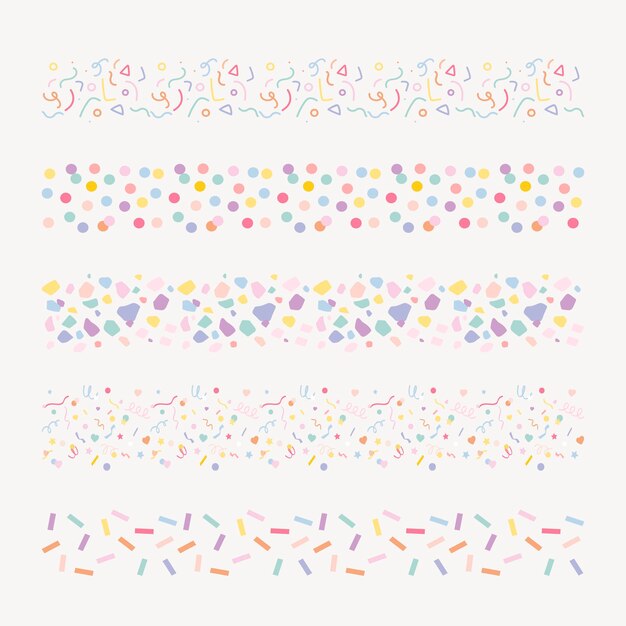 Pastel doodle pincel ilustrador vector confeti conjunto sin costuras