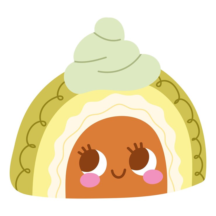 Vector gratuito pastel de matcha con icono de dibujos animados aislado