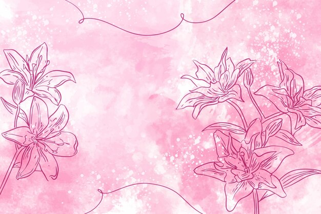 Pastel en polvo con fondo de flores dibujadas a mano