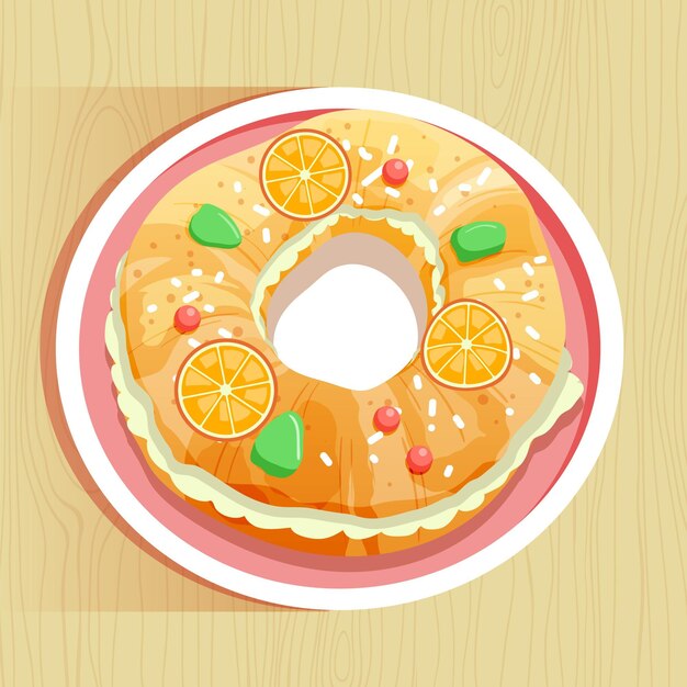 Pastel tradicional de epifanía dibujado a mano