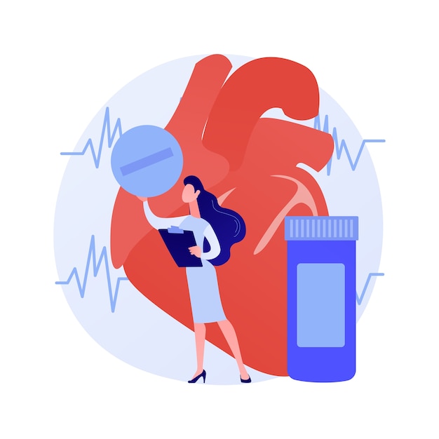 Pastillas para el corazón, frasco de tabletas. productos de farmacia, cuidado de la salud, dosis de antibióticos. analgésicos, analgésicos, sedantes sobre fondo blanco. ilustración de metáfora de concepto aislado de vector