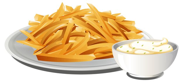 Patatas fritas crujientes con salsa cremosa