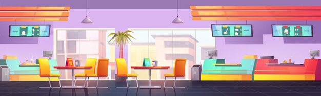 Patio de comidas con cafetería y cantina de restaurantes