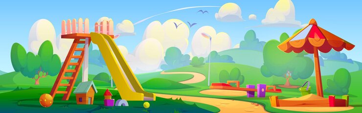 Vector gratuito patio de recreo al aire libre para niños en un parque público