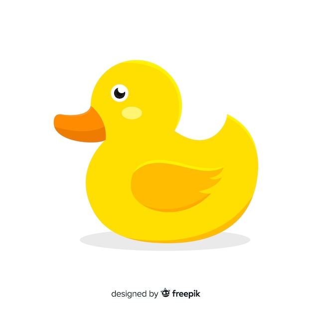 Pato de goma amarillo de diseño plano ilustrado