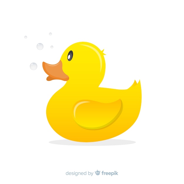 Vector gratuito pato de goma amarillo de diseño plano