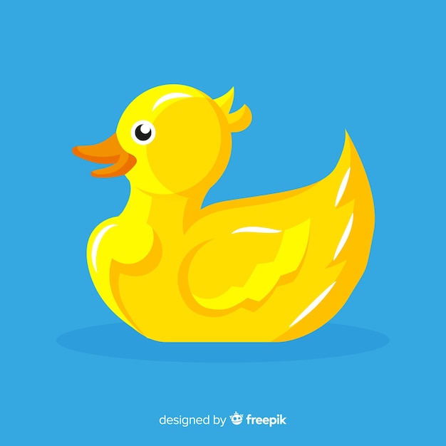 Vector gratuito pato de goma amarillo lindo plano