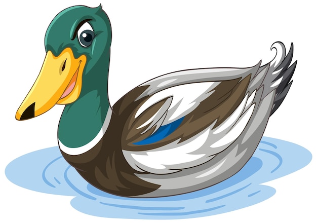 Vector gratuito pato con personaje de dibujos animados de cabeza verde