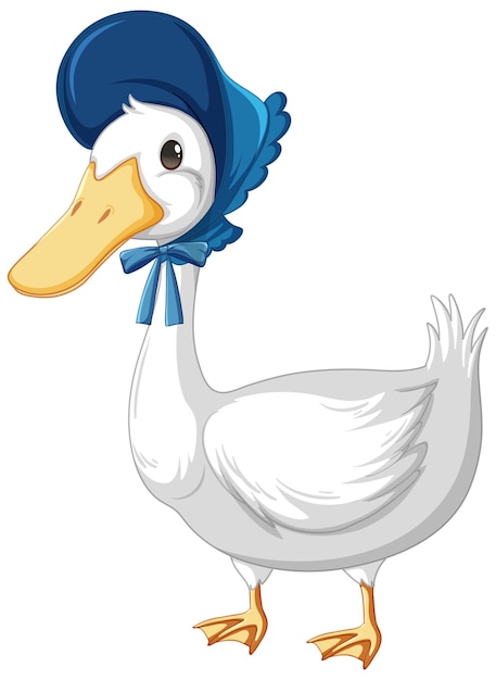 Vector gratuito un pato con sombrero en estilo de dibujos animados aislado en blanco