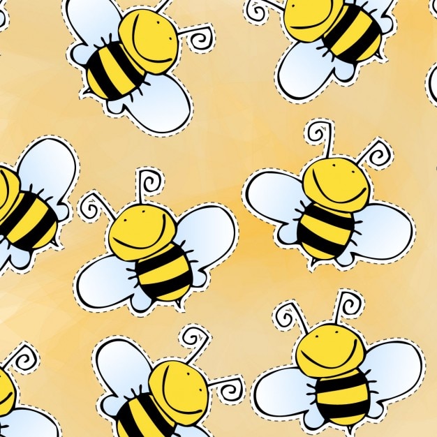 Vector gratuito patrón abejas dibujadas a mano
