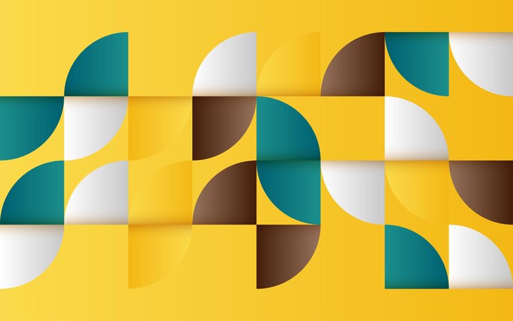 Vector gratuito patrón abstracto geométrico de mediados de siglo con formas simples y hermosa paleta de colores composición de patrones geométricos simples ilustración vectorial