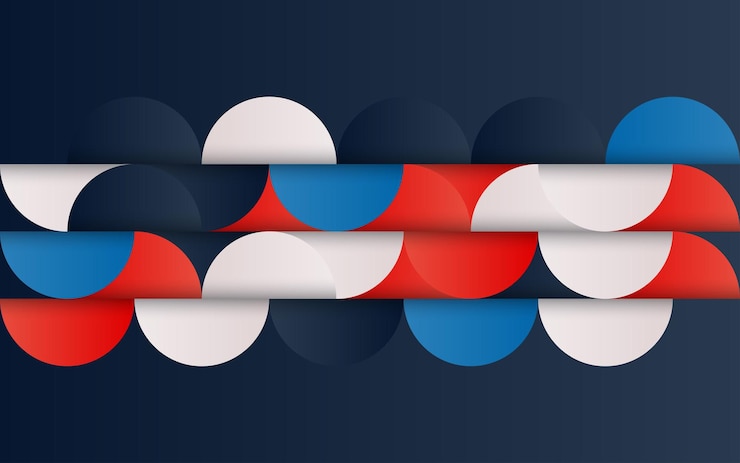 Vector gratuito patrón abstracto geométrico de mediados de siglo con formas simples y hermosa paleta de colores composición de patrones geométricos simples ilustración vectorial