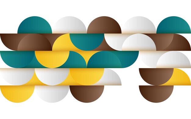 Patrón abstracto geométrico de mediados de siglo con formas simples y hermosa paleta de colores Composición de patrones geométricos simples Ilustración vectorial