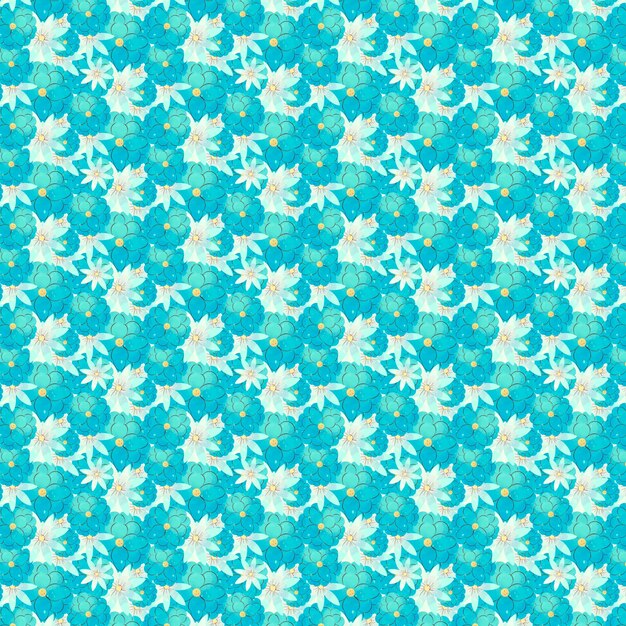 Patrón de acuarela flores pequeñas azul