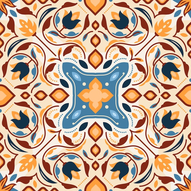 Patrón de alfombra persa dibujada a mano