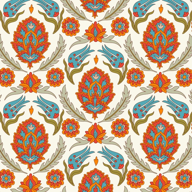 Vector gratuito patrón de alfombra persa dibujada a mano