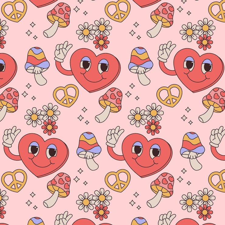 Vector gratuito patrón de amor dibujado a mano