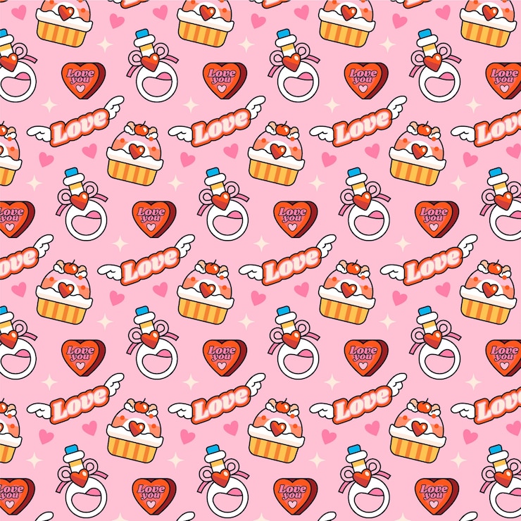 Vector gratuito patrón de amor dibujado a mano