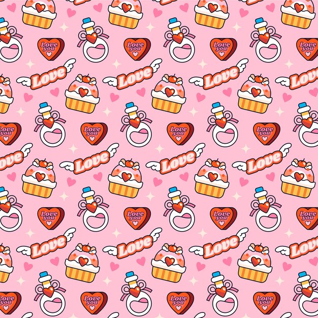 El patrón de amor dibujado a mano