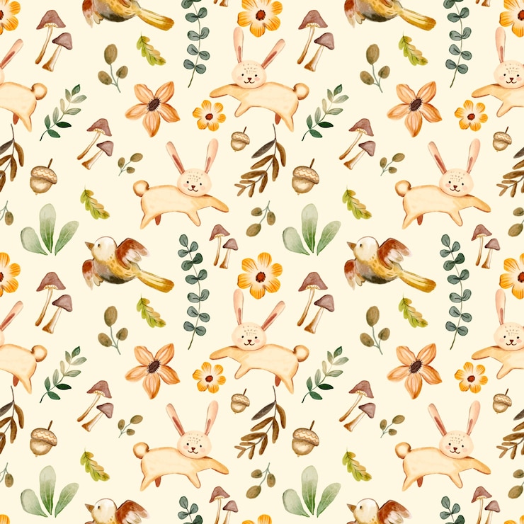 Vector gratuito patrón de animales del bosque acuarela