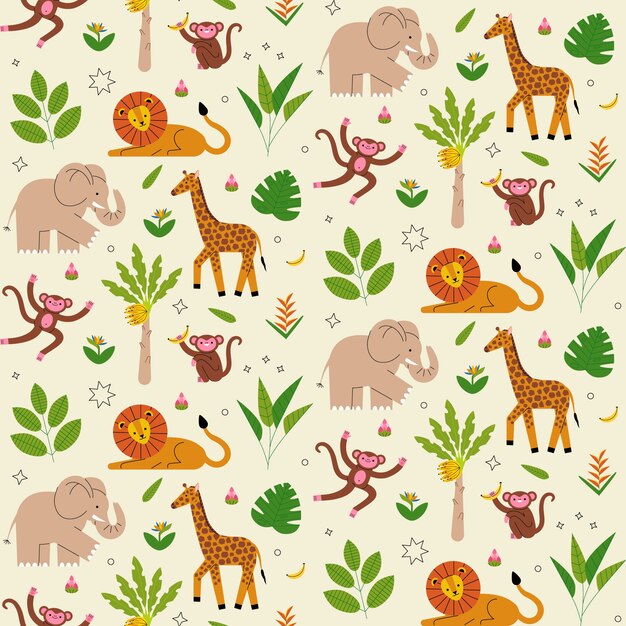 Patrón de animales de la selva