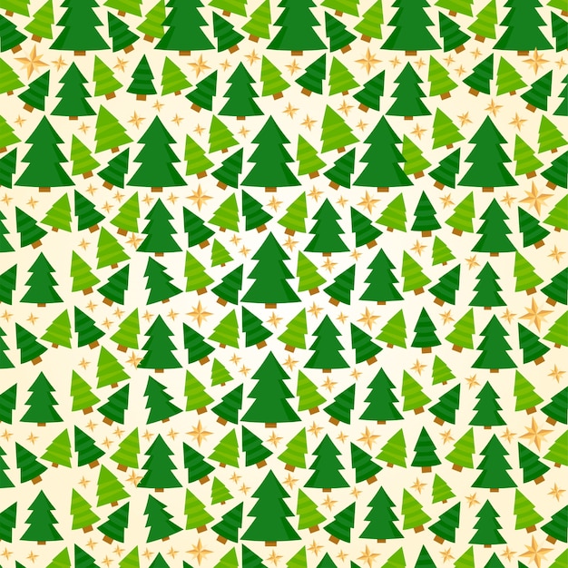 Patrón de árbol de Navidad y estrellas