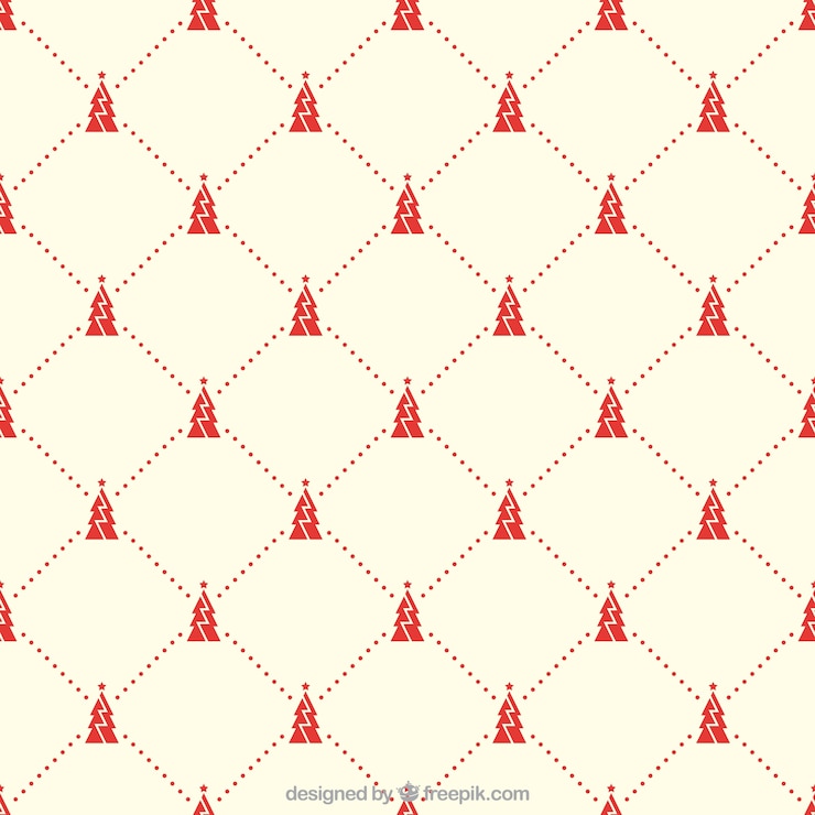 Vector gratuito patrón de árboles de navidad rojos