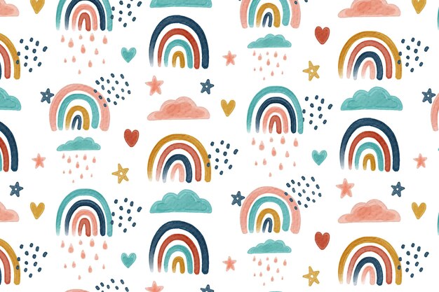 Patrón de arco iris acuarela pintado a mano