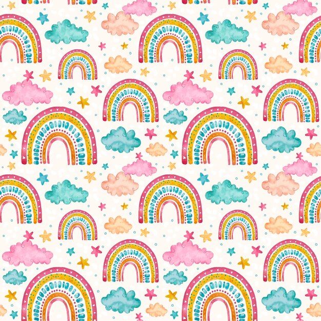 Patrón de arco iris pintado a mano