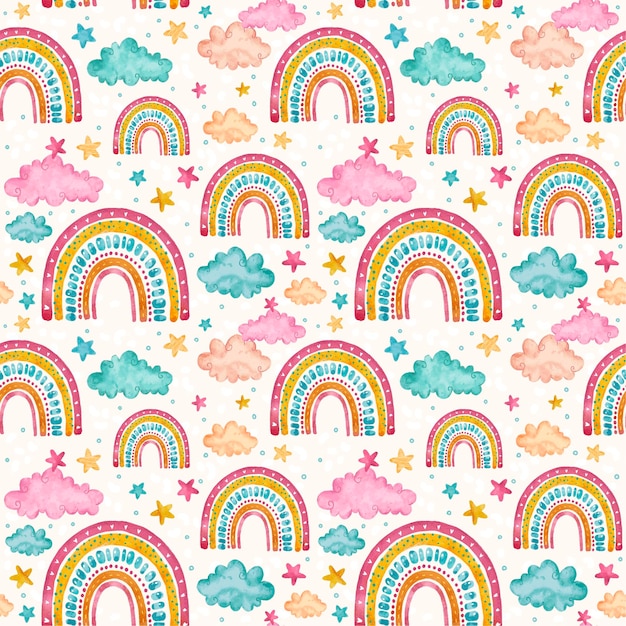 Patrón de arco iris pintado a mano