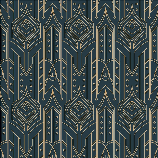 Patrón art deco de diseño plano