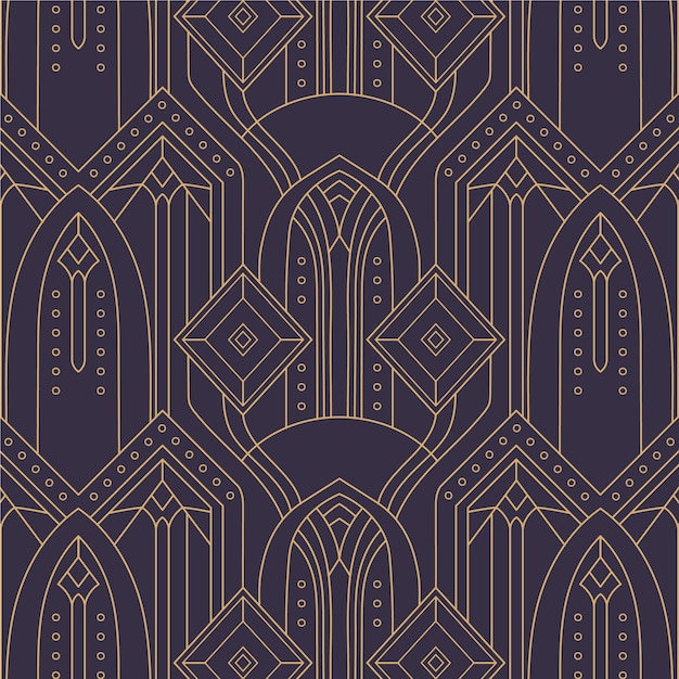 Patrón art deco de diseño plano