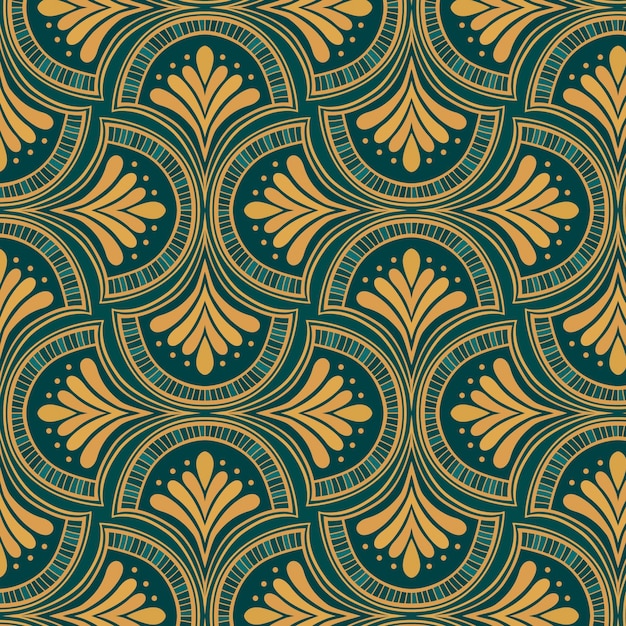 Patrón art deco premium de diseño plano