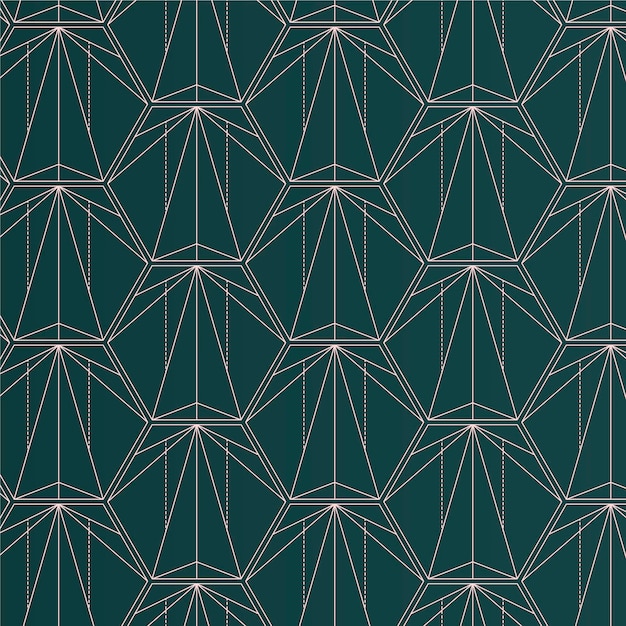 Vector gratuito patrón de art deco verde de diseño plano