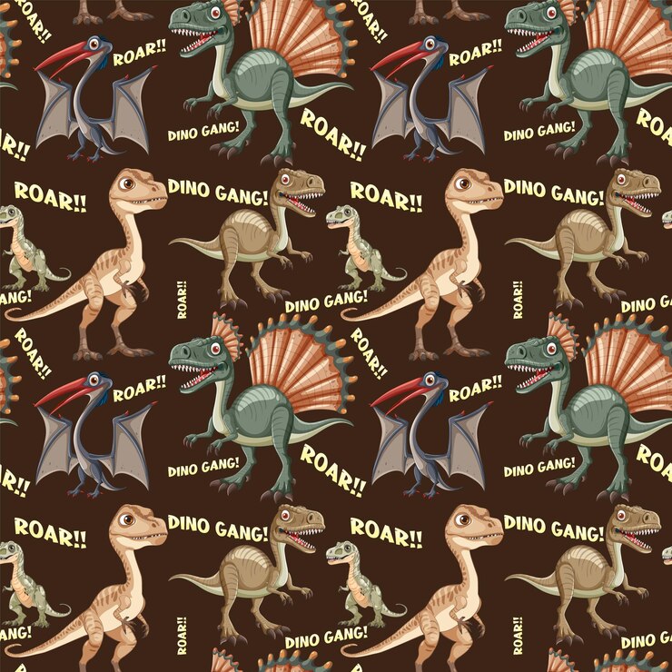 Vector gratuito el patrón de la aventura de los dinosaurios