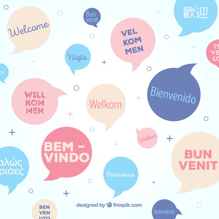 Vector gratuito patrón de bienvenidos en distintos idiomas