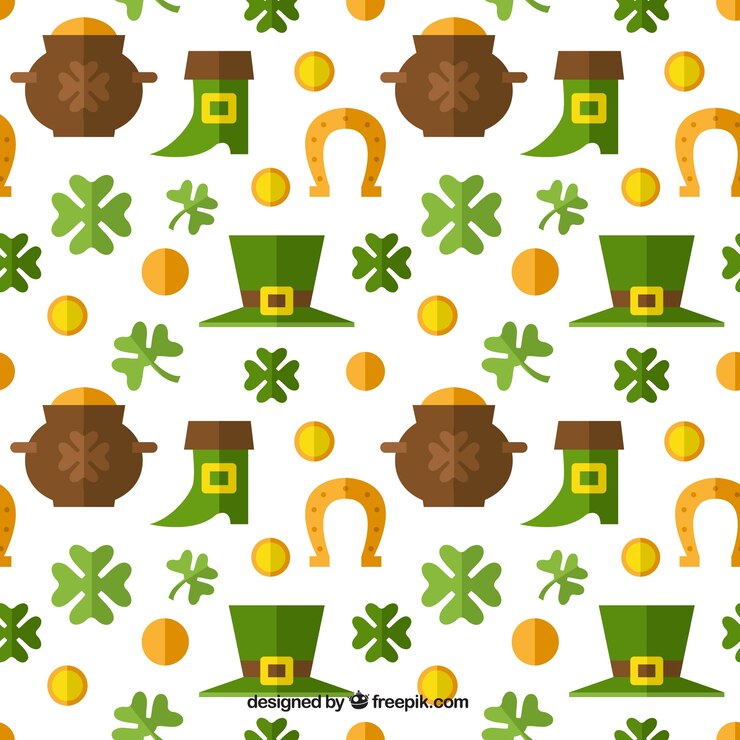 Vector gratuito patrón blanco con elementos del día de san patricio 