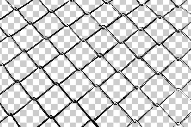 Un patrón en blanco y negro de una malla con una malla metálica.