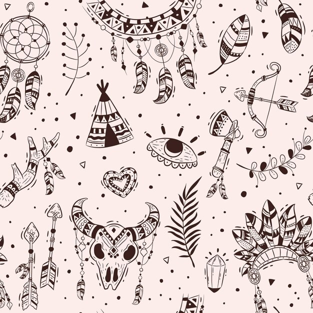 Patron boho dibujado a mano