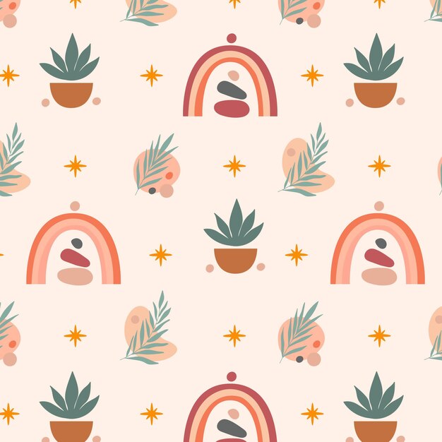Patrón boho de diseño plano
