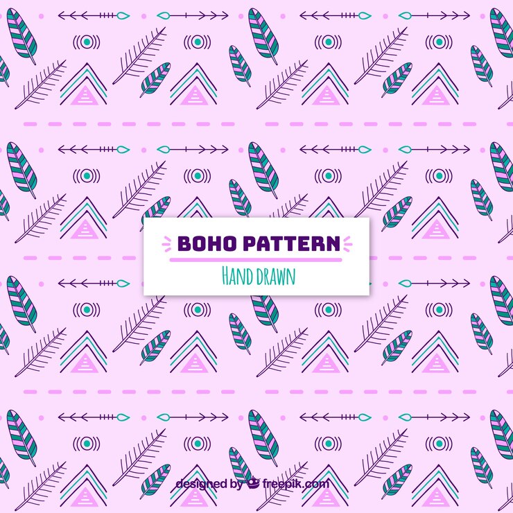 Vector gratuito patrón boho con estilo hippie