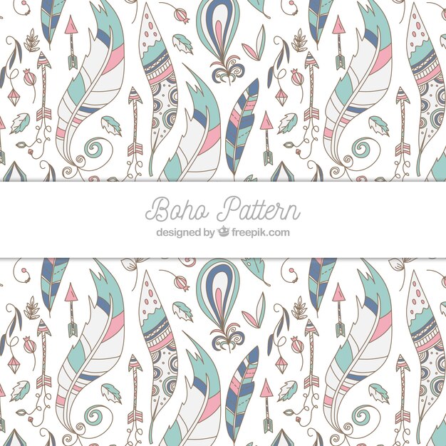 Patrón boho con plumas coloridas