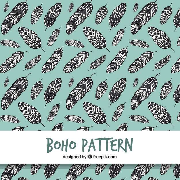 Patrón boho con plumas