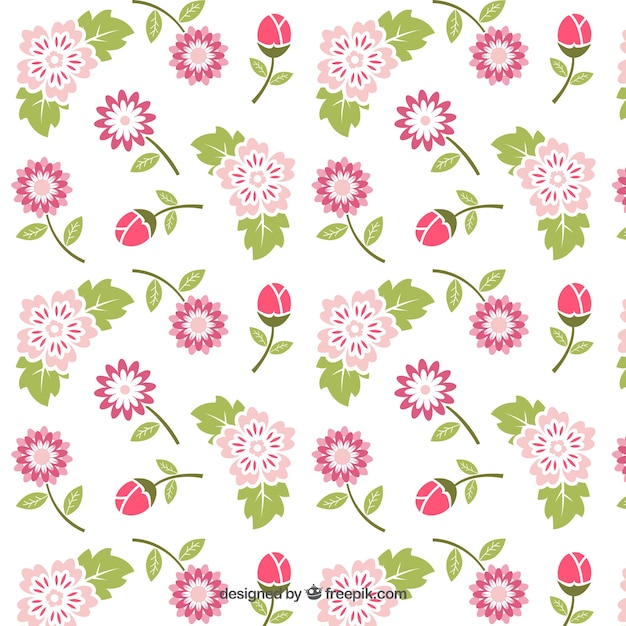 Vector gratuito patrón bonito de flores rosas