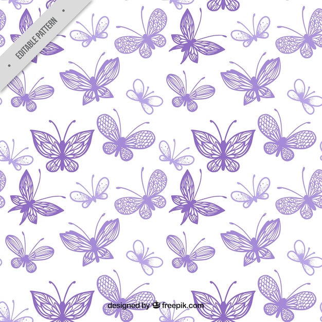 Vector gratuito patrón bonito con variedad de mariposas