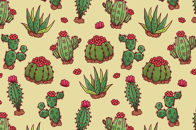 Patrón de cactus colorido