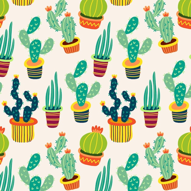 Vector gratuito patrón de cactus colorido