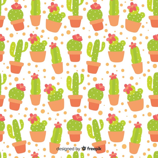 Patrón de cactus dibujado a mano