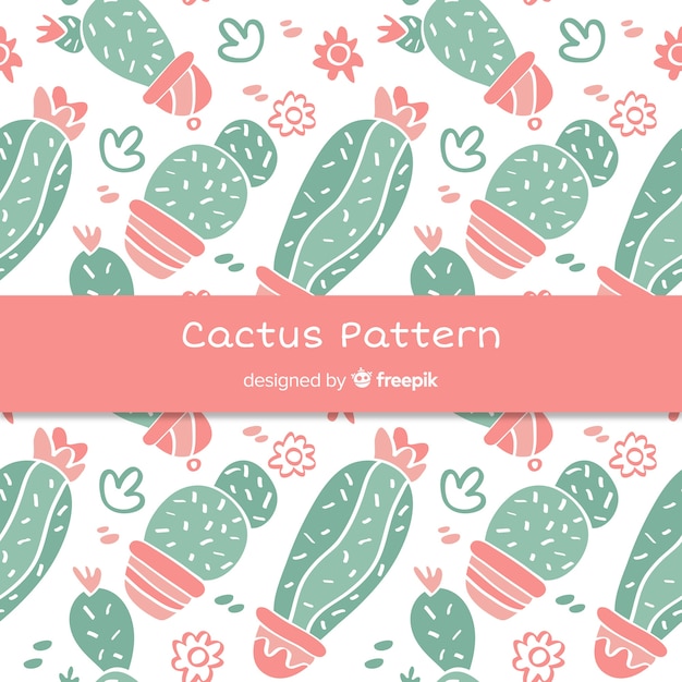 Patrón de cactus dibujado a mano